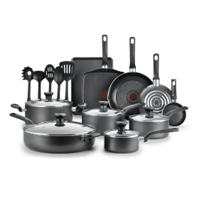 Easy Care Nonstick Cookware, 20 Piece Set, Grey, Dishwasher Safe (actual_color: Gray)