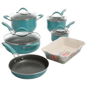 Frontier Speckle Aluminum 10-Piece Cookware Set, Turquoise (actual_color: Blue)