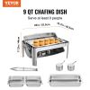 VEVOR 4-Pack Rectangle Chafing Dish Set with Full-Size 8Qt Pan Frame Fuel Holder