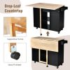 Drop-Leaf Kitchen Island with Rubber Wood Top