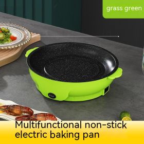 Takeaway Electric Baking Pan Mini Electric Griddle Household Non-stick Barbecue Oven Ingredients Supermarket Plate (Option: Grass Green-26cm-US)