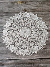 Round Dining Table Cushion Coaster Plate Cloth Coasters Korean European Lace (Option: White-Diameter 21cm Hydrangea)